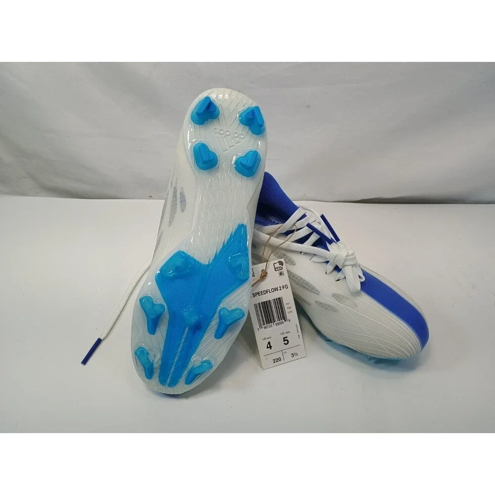 adidas X Speedflow.2 White Blue Soccer Cleats Plastic Lace Up Low Top